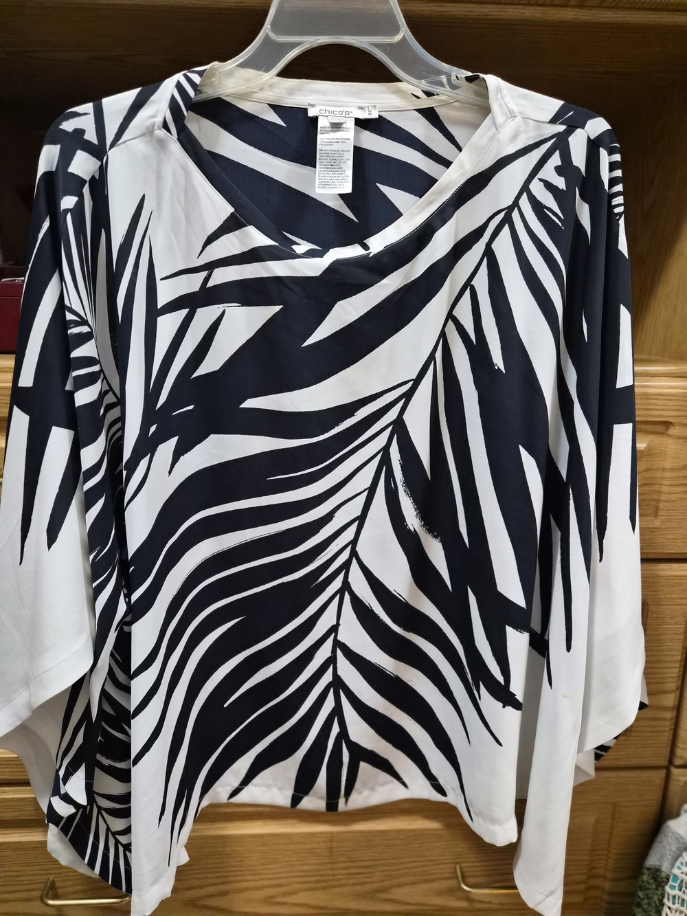 Chico's Black & White Palm-Leaf Tunic